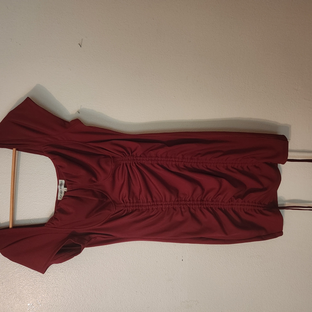 Almost Famous Red Ruched Off-Shoulder Mini Dress
